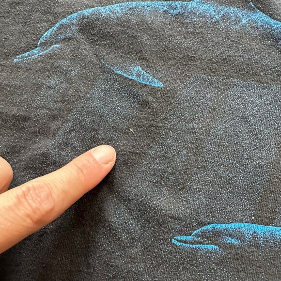 Vintage Black Dolphin Graphic T-Shirt Soft Cotton Blend Short Sleeve Unisex Sz L - Picture 3 of 11